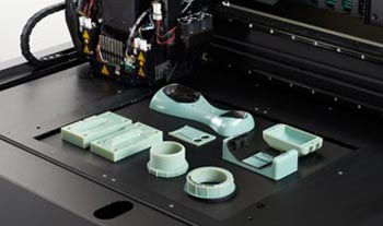 Digital ABS parts, some combining rubber-like overmolding