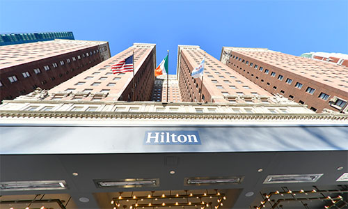 Hilton Chicago hotel exterior. AMUG Conference attendees will pass through these doors.